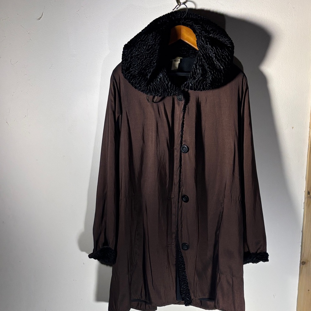 Women's Brown Coat with Black Accents
